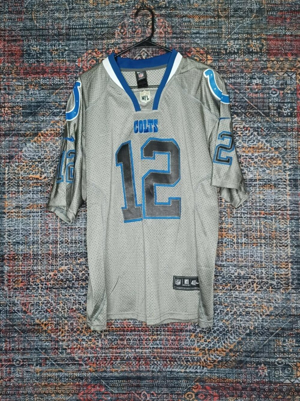 Nike mens gray Andrew Luck Indy Colts sewn On Field NFL jersey 40